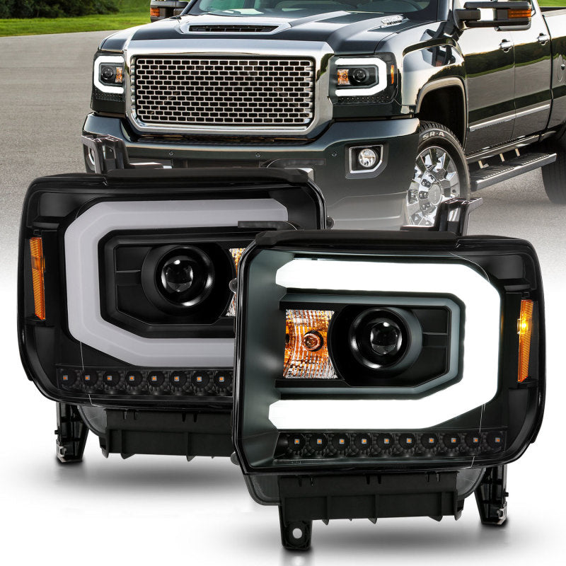 ANZO - Projector Headlights w/ Plank Style; Black Housnig; Clear Lens; Pair - 111513 - MST Motorsports