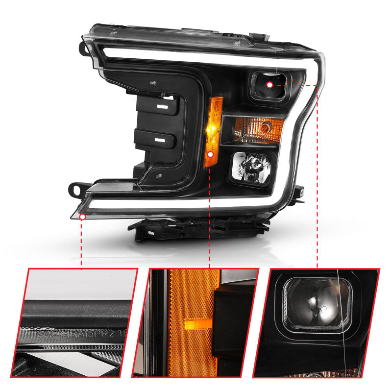 ANZO - Projector Plank Style Headlight Black Amber (Without Switchback) - 111467 - MST Motorsports