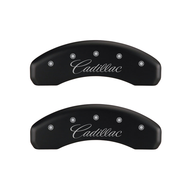 MGP - MGP 4 Caliper Covers Engraved Front & Rear Cursive/Cadillac Red finish silver ch - 35015SCADRD - MST Motorsports