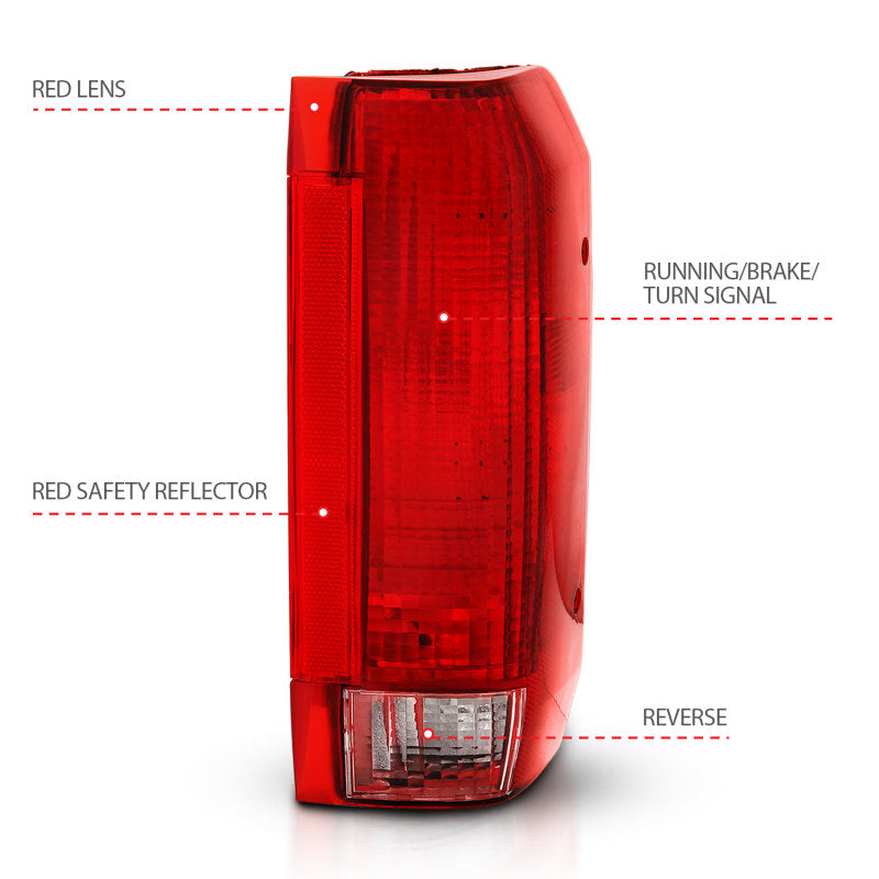 ANZO - ANZO 1992-1996 Ford Bronco Taillight Red/Clear Lens (OE Replacement) - 311306 - MST Motorsports