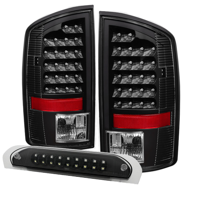 Spyder Auto - Xtune Dodge Ram 07-08 1500 LED Tail Lights w/ LED 3rd Brake Lamps- Black ALT-JH-DR07-LED-SET-BK - 9032790 - MST Motorsports