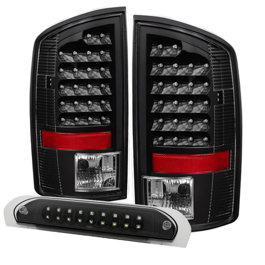 Spyder Auto - Xtune Dodge Ram 07-08 1500 LED Tail Lights w/ LED 3rd Brake Lamps- Black ALT-JH-DR07-LED-SET-BK - 9032790 - MST Motorsports