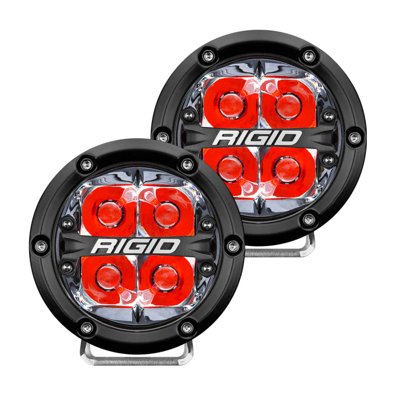 RIGID Industries - RIGID 360-Series 4 Inch Off-Road LED Light, Spot Beam, Red Backlight, Pair - 36112 - MST Motorsports