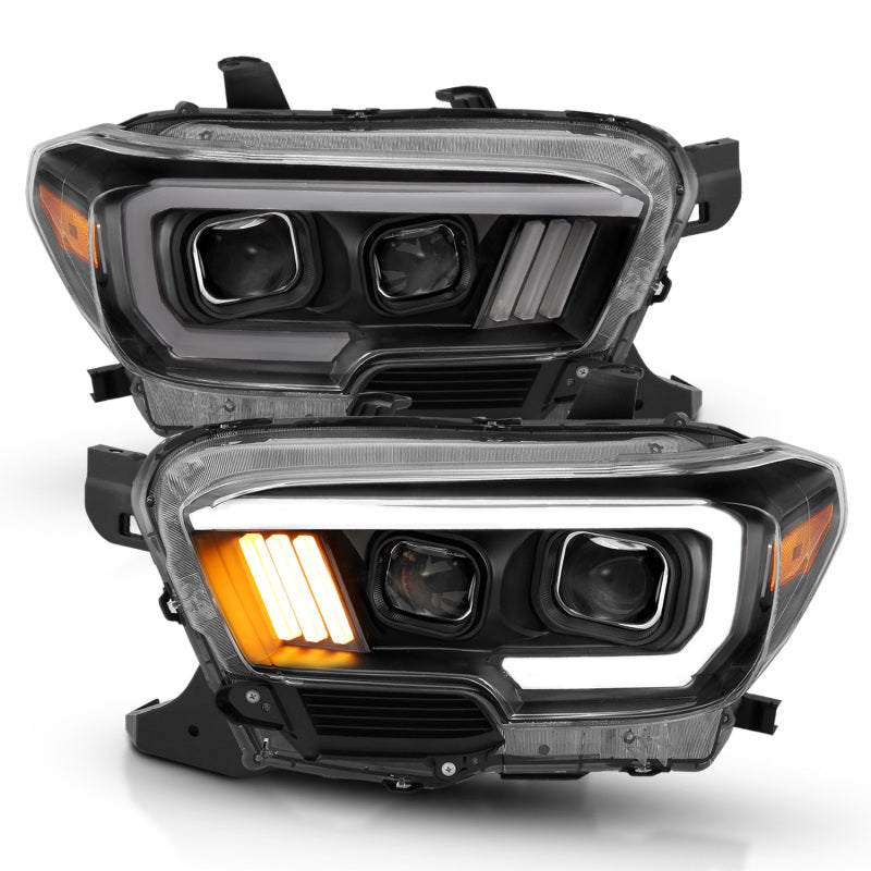 ANZO - Projector Headlights w/ Plank Style Design Black/Amber w/ DRL - 111379 - MST Motorsports