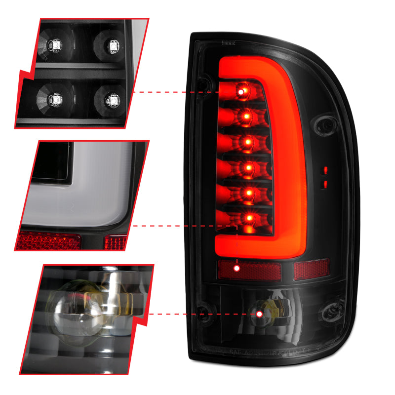 ANZO - Tail Light Assembly; LED; Black Housing; Smoke Lens; Pair - 311354 - MST Motorsports