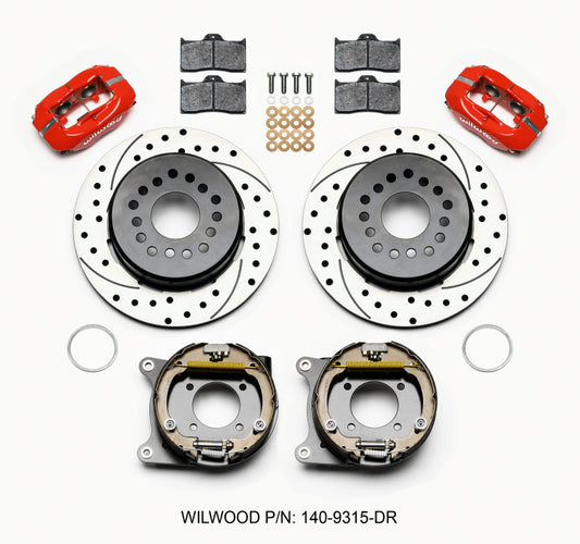 Wilwood - Wilwood Forged Dynalite P/S Park Brake Kit Drilled Red 12 Bolt 2.75in offset Staggered Shock - 140-9315-DR - MST Motorsports