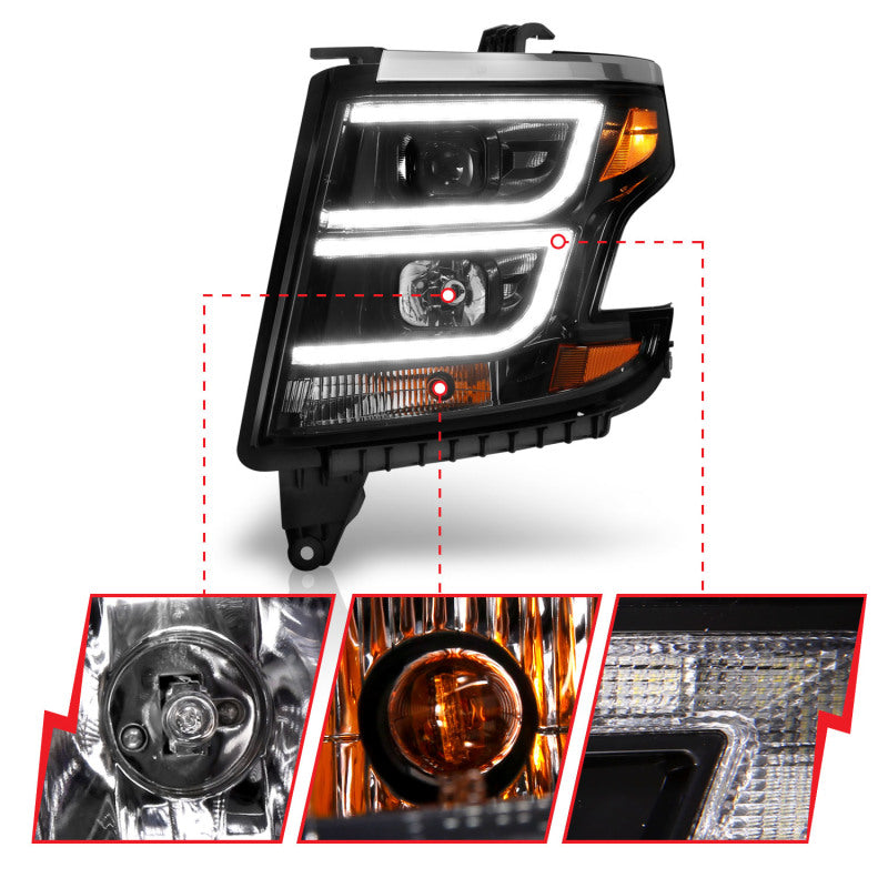 ANZO - Projector Headlights w/ DRL; Black Housing ; Clear Lens; Pair - 111492 - MST Motorsports