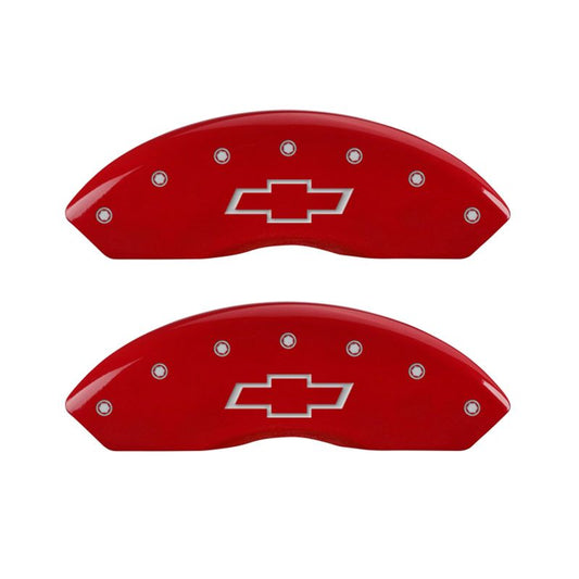 MGP - MGP 4 Caliper Covers Engraved Front & Rear Bowtie Red finish silver ch - 14235SBOWRD - MST Motorsports