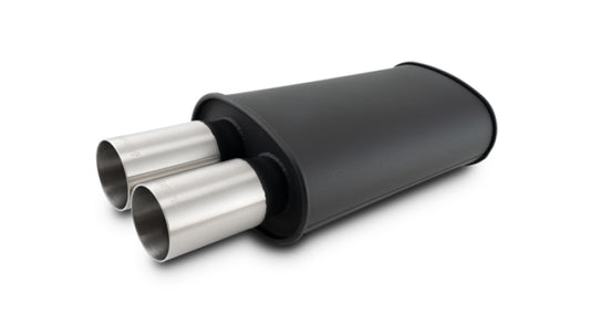 Vibrant - STREETPOWER FLAT BLACK Oval Muffler with Dual 304SS Brushed Tips - 12320 - MST Motorsports