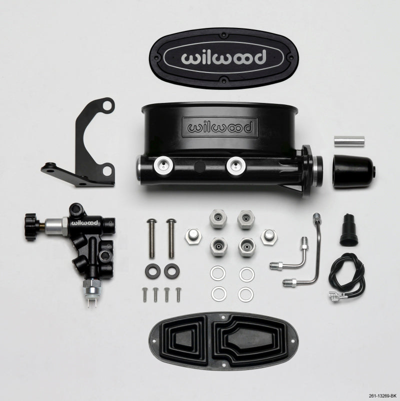 Wilwood - Wilwood HV Tandem M/C Kit w L/H Bracket & Prop Valve - 1in Bore Black - 261-13269-BK - MST Motorsports