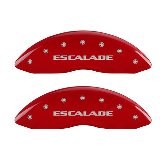 MGP - MGP 4 Caliper Covers Engraved Front & Rear Escalade Red finish silver ch - 35015SESCRD - MST Motorsports