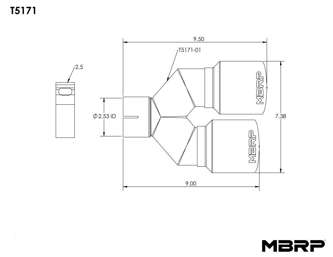 MBRP - 2.5" Inlet Exhaust Tip; T304 Stainless. - T5171 - MST Motorsports