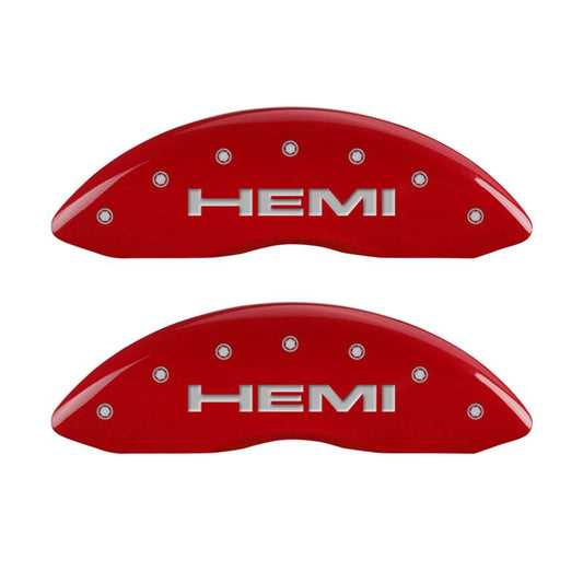 MGP - MGP 4 Caliper Covers Engraved Front & Rear Hemi Red finish silver ch - 55001SHEMRD - MST Motorsports