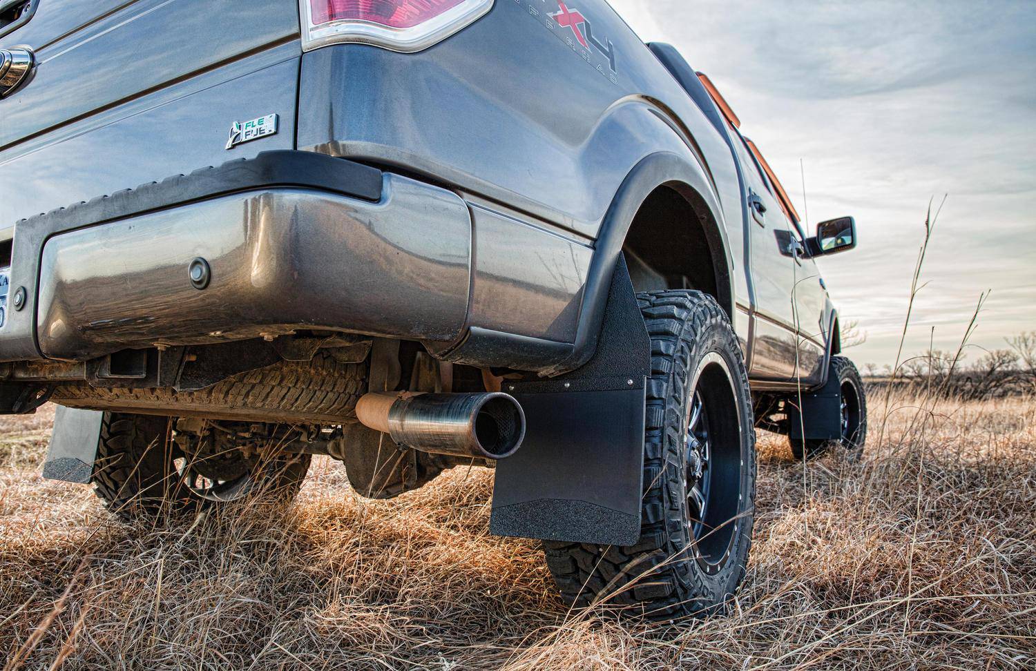 Husky Liners - Kick Back Mud Flaps Front 12" Wide - Black Top and Black Weight - 17103 - MST Motorsports